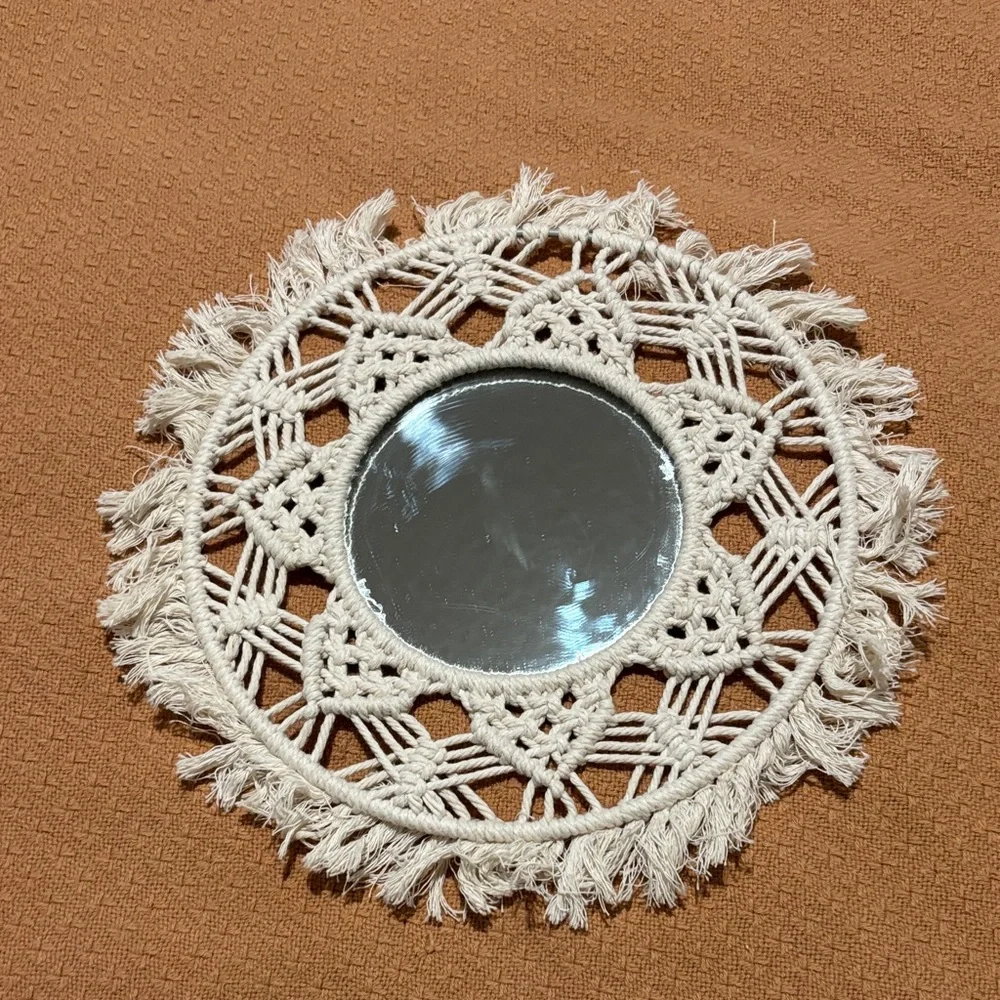 Bohemian Cream Macrame Wall Mirror